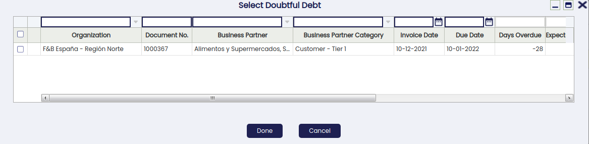 Select Doubtful Debt