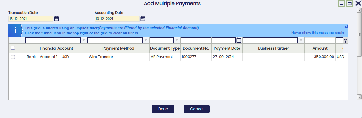 Add multiple payments