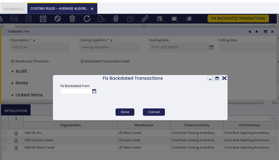 Fix Backdated Transactions