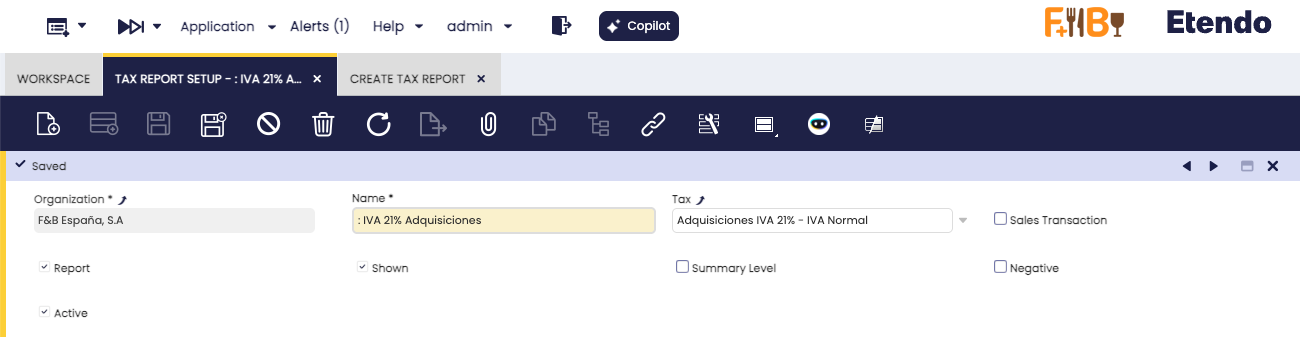 Tax Report Setup