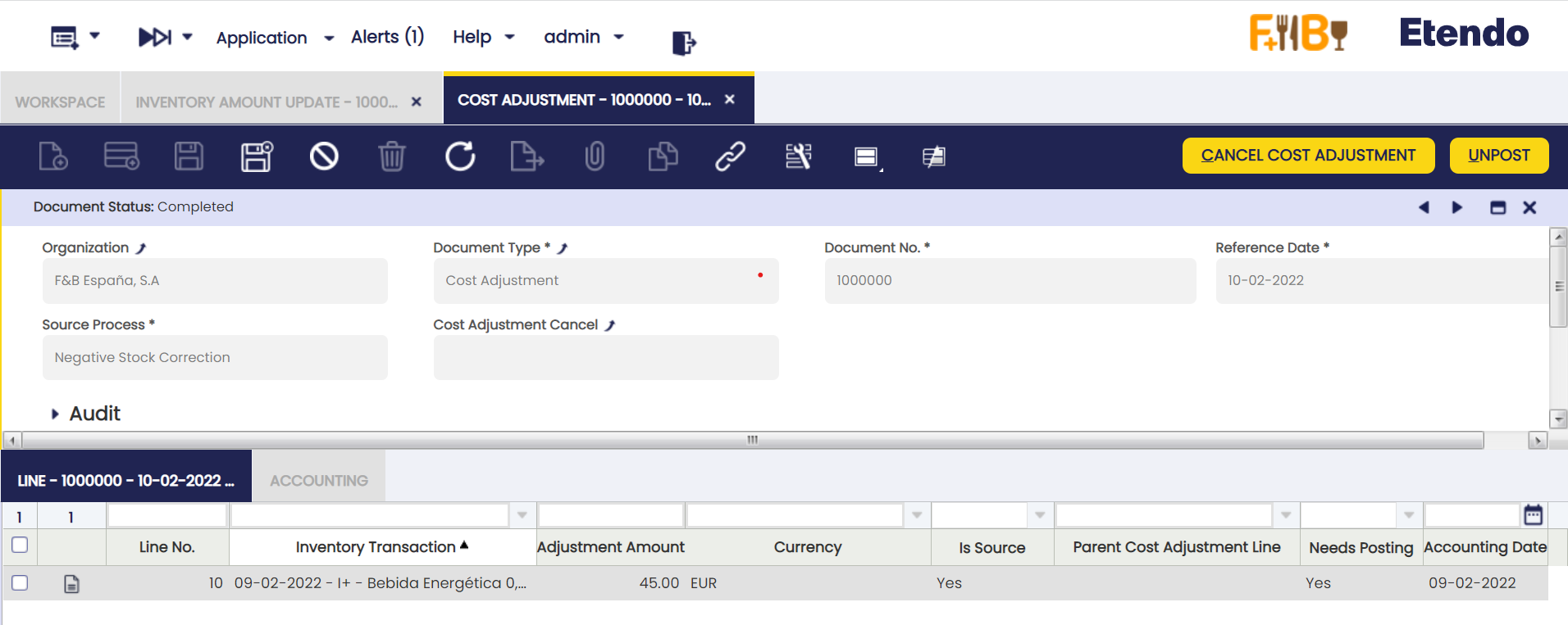 Cost adjustment